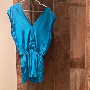 Blue silk romper